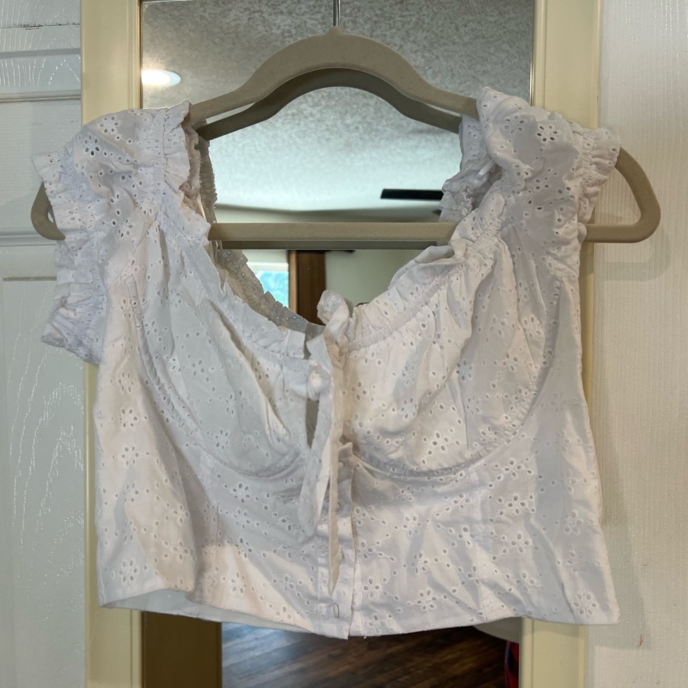 Bar III White Eyelet Women's Top